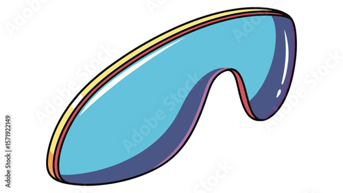 Vaporwave style blue ski goggles isolated with bright trim and retro aesthetic vector graphic