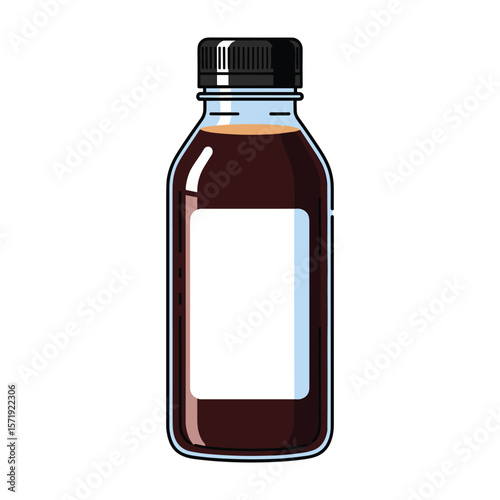 Dark Liquid Bottle with Blank Label Mockup for Beverage Product Presentation
