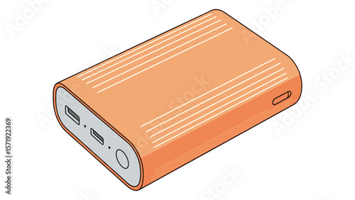 Isolated Orange Portable Charger Illustration for Power Solutions and Connectivity Needs