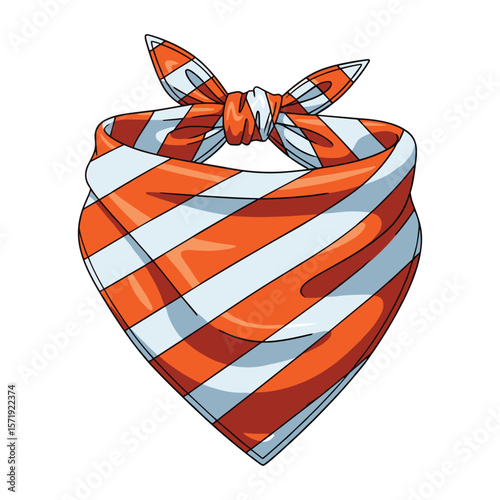 Stripped Orange and White Bandana Illustration: Fashionable Accessory Design Element