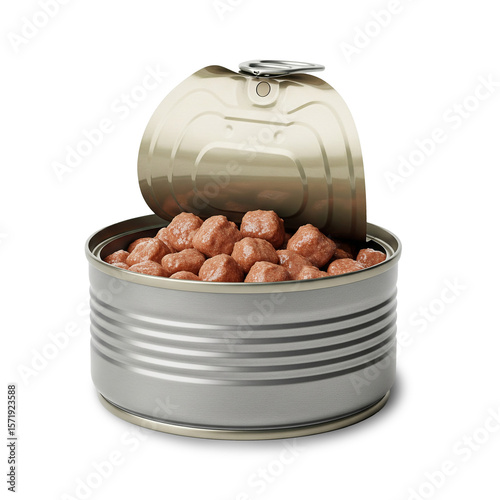 open can of pet food