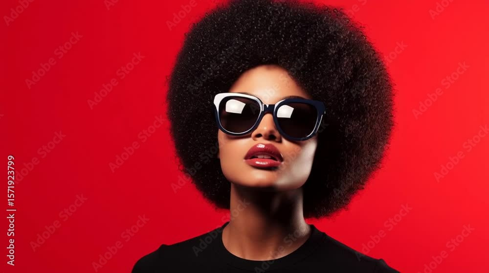 Cool model posing front of vibrant red background. Cool model posing front of vibrant red background.