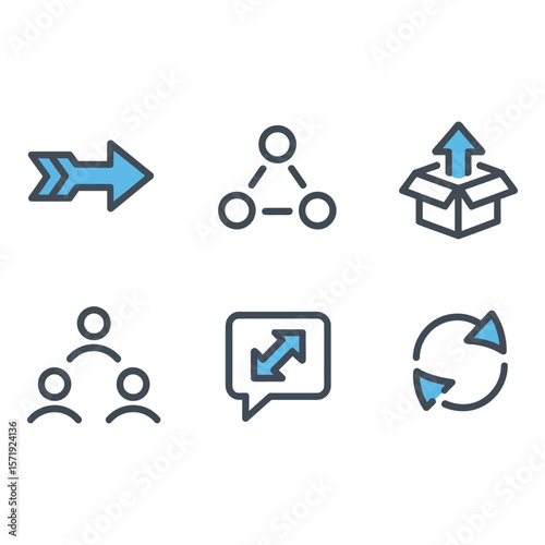 Modern Flat Icons Network Sharing Upload Teamwork Communication and Renewal Process
