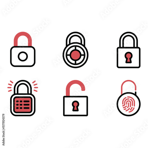 Modern Padlock Icons Security Privacy and Access Control Symbols in Flat Design Style