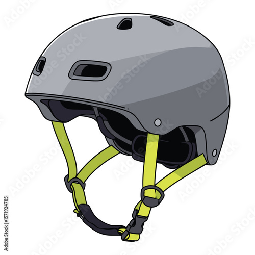 Isolated gray helmet graphic for cyclist skateboarder safety gear illustration vector