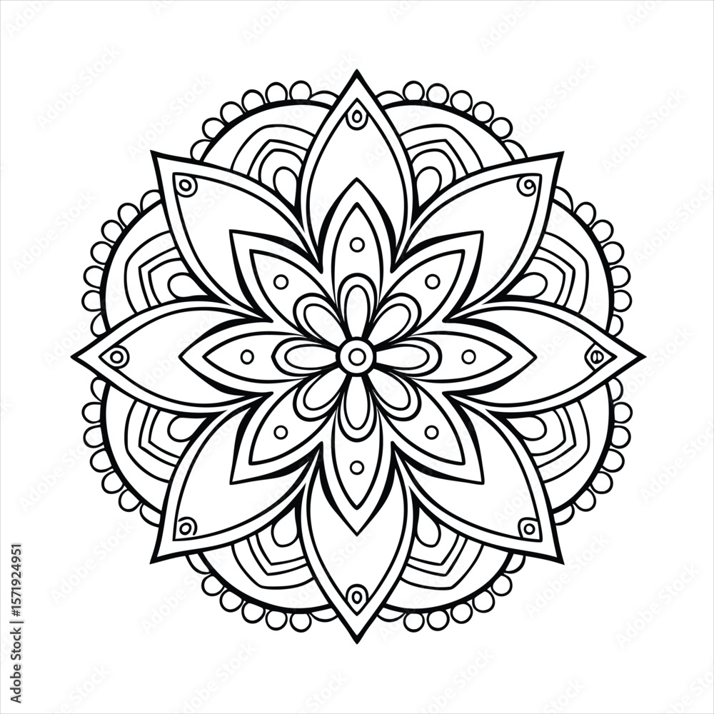 Fototapeta premium Intricate floral mandala design with calming blue, pink,k and cream colors