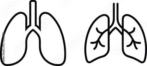 human lungs damaged, human lungs, lung-silhouette line art, Day of World Lung Cancer