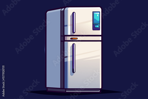 vector of White side fridge freezer ... dark background