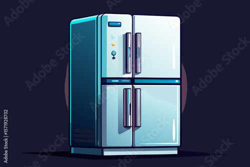 vector of White side fridge freezer ... dark background
