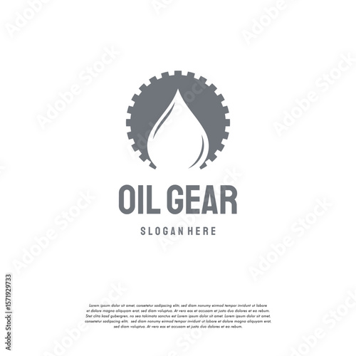Oil Industry logo designs concept vector, Oil Gear Machine logo template symbol