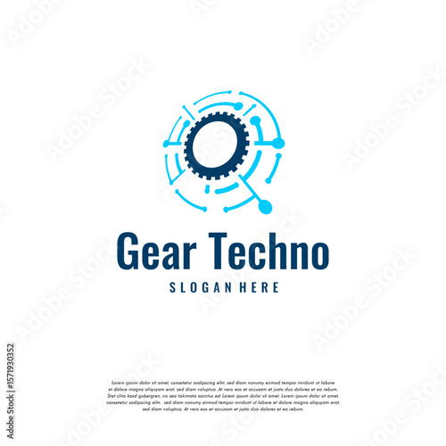 Modern Pixel Gear Technology logo designs symbol vector Illustration