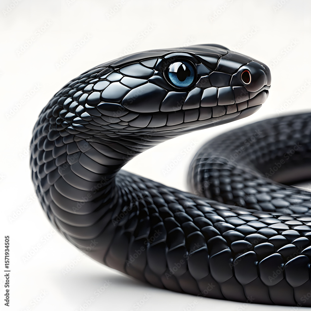 Fototapeta premium black snake isolated on white background