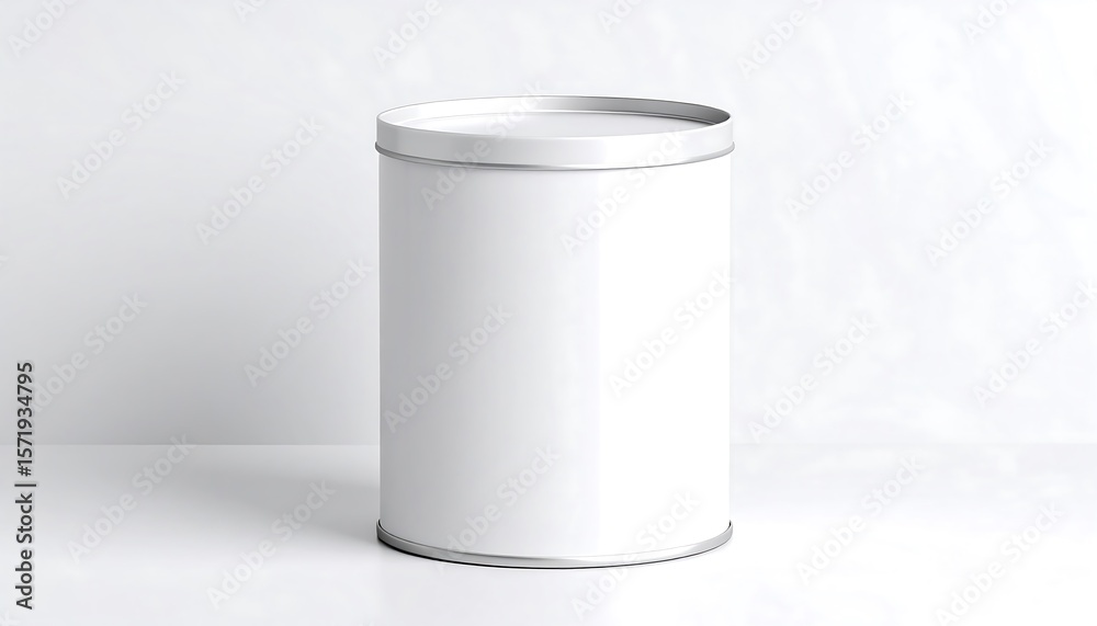 Blank White Canister on White Background for Mockup Use Blank White Canister on White Background for Mockup Use