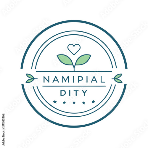 Namipial dity logo with a heart and green leaves symbolizing growth and care