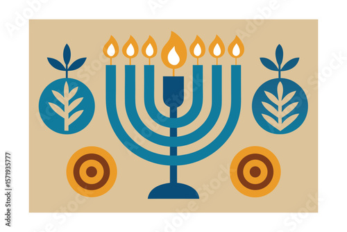 Vintage Style Hanukkah Wallpaper With Traditional Elements