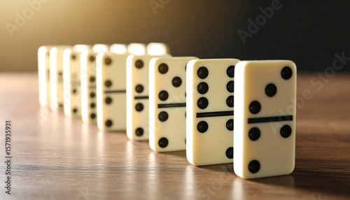 Row of dominoes lined up