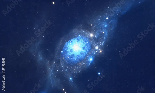 Glowing Blue Nebula in Dark Space