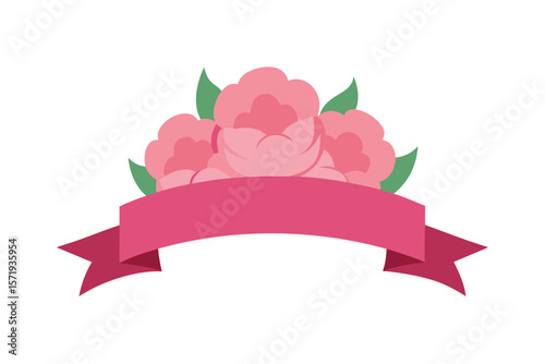 Pink Peonies With A Soft Curved Ribbon At The Base
