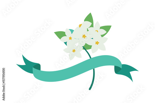 Jasmine Flowers Grouped With Elegant Ribbon At Stem Base