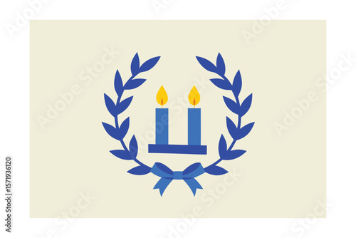 Hanukkah Wreath Made Of Olive Branches Blue Ribbon