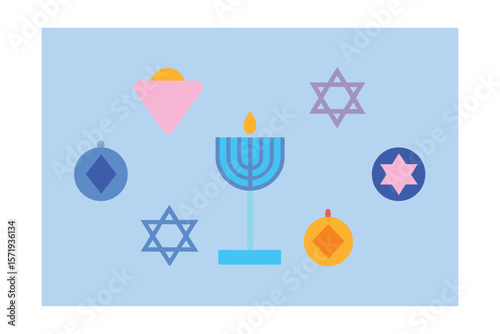 Hanukkah Themed Background With Dreidels Sufganiyot
