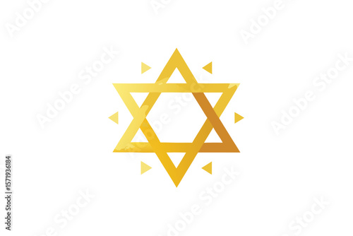 Hand Painted Watercolor Of Jewish Symbols With Gold Accents