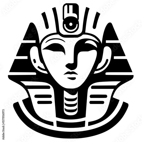 Silhouette portrait of ancient egyptian statue robot
