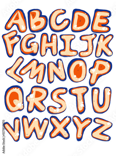 Vector Illustrations. Colorful Graffiti Alphabet Letters with Bold Outlines and Unique Style. EPS Editable