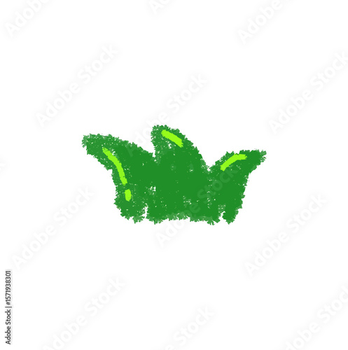 Vector Illustrations. Abstract Green Crown with Rough Texture and Light Green Highlights. EPS Editable