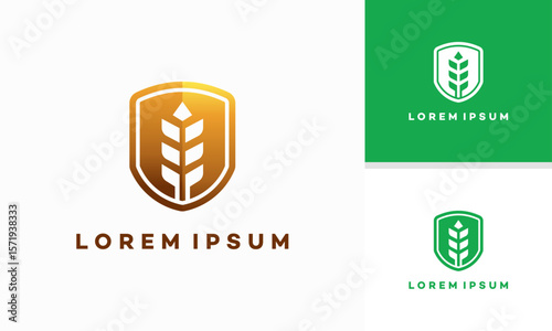 wheat shield logo designs concept vector, logo template symbol