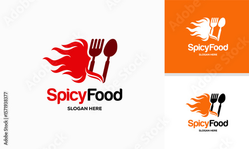 Spicy Food Logo template vector, Hot Food Fire logo designs template