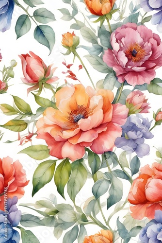 Seamless floral pattern. Flowers isolated on white	