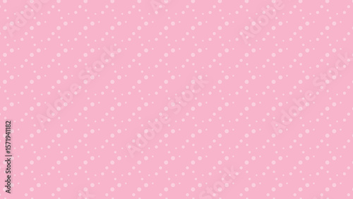 A sweet vector background with diagonal rows of light pink polka dots on a rosy pink base, perfect for feminine and delicate designs.