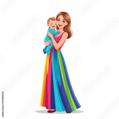 Happy Mother Holding Her Baby with Love and Tenderness in a Warm Moment