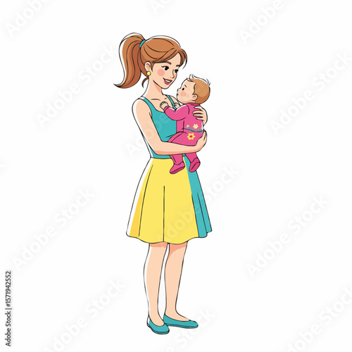 Happy Mother Holding Her Baby with Love and Tenderness in a Warm Moment