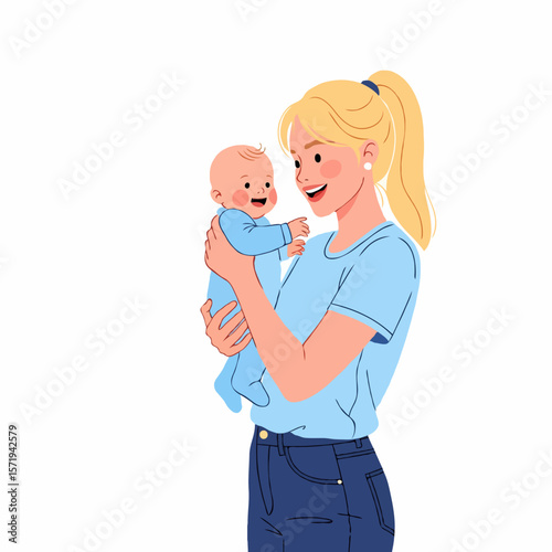 Happy Mother Holding Her Baby with Love and Tenderness in a Warm Moment