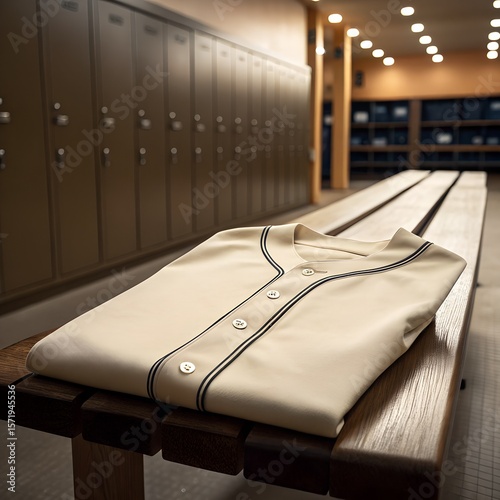 clothes on sports bench mockup