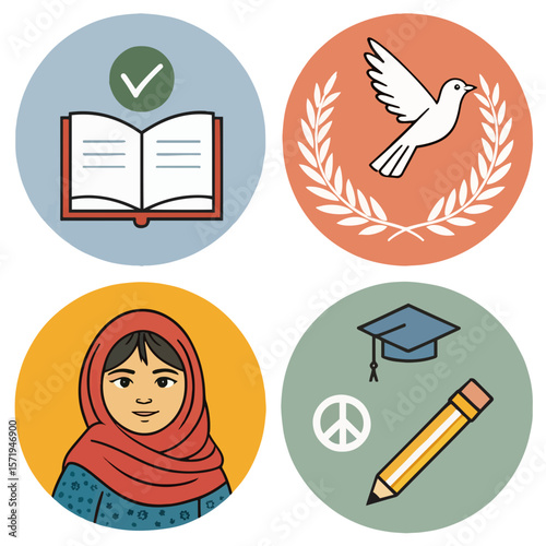 Education for peace and equality with a girl in a hijab and a dove
