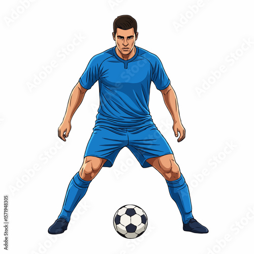 Soccer Striker Kicking the Ball to Score a Goal During Intense Match Moment