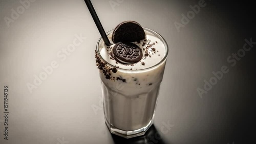 Oreo Milkshake with Cookies and Straw
