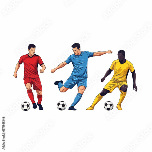 Soccer Striker Kicking the Ball to Score a Goal During Intense Match Moment