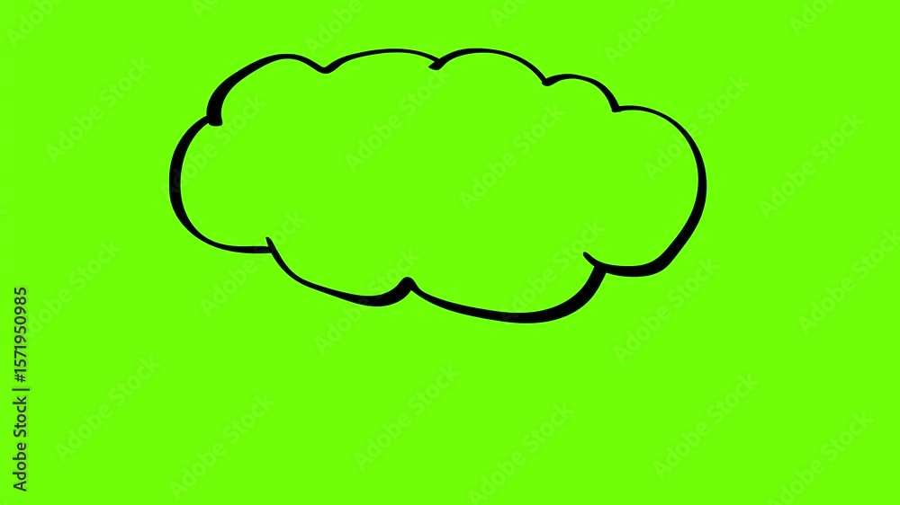 2d Animation cartoon character drawing of a thought bubbler or cloud floating on air on white, black and green screen in 4k ultra-high-definition.
