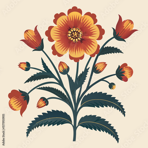Vibrant vector illustrations of flowers and floral patterns create a beautiful nature-inspired design