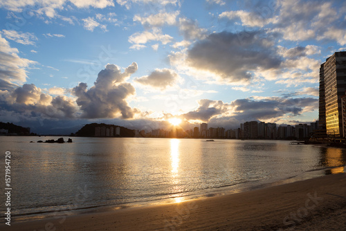 View of São Vicente Bay during a winter sunset