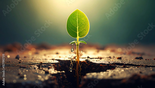 green sprout growing from soil