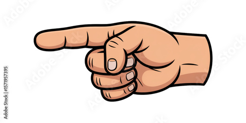 Hand with Index Finger Pointing Forward Cartoon Illustration – Flat Vector Gesture Icon, Tapping Symbol, UI Element, Human Body Part, Digital Graphic for Web Design, App Navigation, Infographic