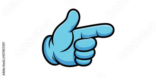 Hand with Index Finger Pointing Forward Cartoon Illustration – Vector Clipart of Human Gesture, Tapping Motion, UI Navigation Symbol, Flat Design for App, Web, Infographic, Communication Concept