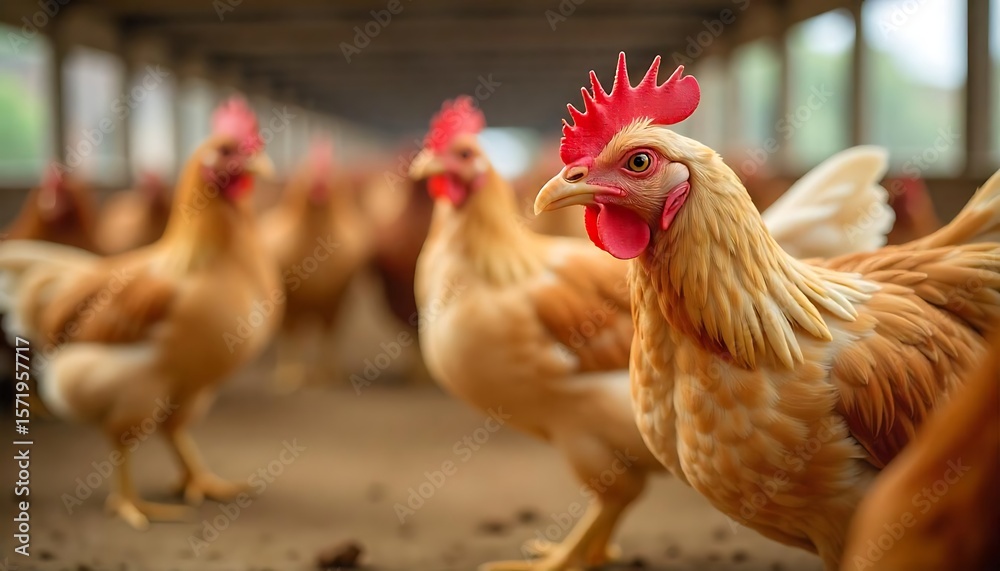 Fototapeta premium Antibiotic use in chicken farms. Sustainable chicken farming against antibiotic use. Sustainable agriculture, veterinary care, and antibiotic resistance. Drug resistance, created with generative ai