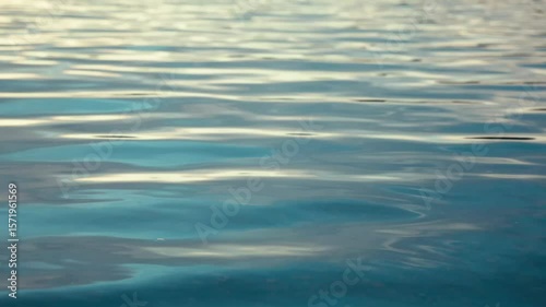 Close up footage of calm blue water of a lake