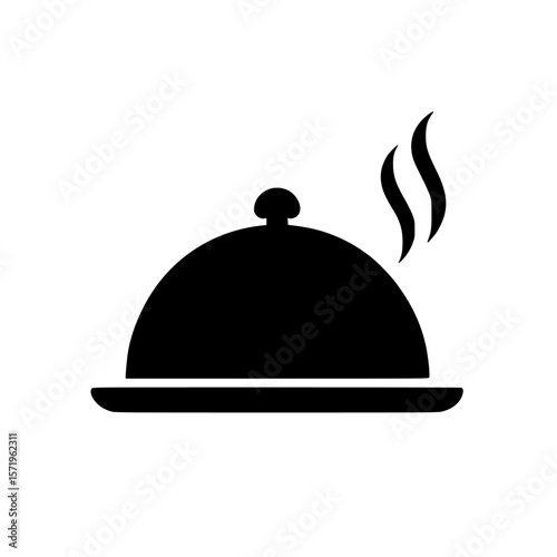 Silhouette of a cloche with steam, black color isolated on white background
